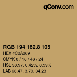 カラーコード: RGB 194 162.8 105 | qconv.com