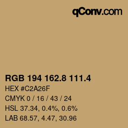 カラーコード: RGB 194 162.8 111.4 | qconv.com