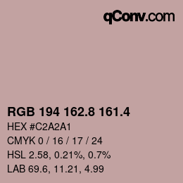 カラーコード: RGB 194 162.8 161.4 | qconv.com