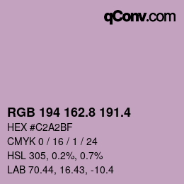 カラーコード: RGB 194 162.8 191.4 | qconv.com