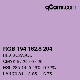 カラーコード: RGB 194 162.8 204 | qconv.com
