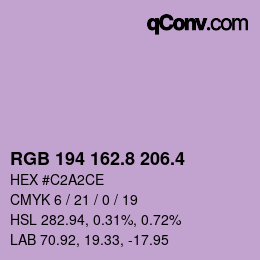 カラーコード: RGB 194 162.8 206.4 | qconv.com
