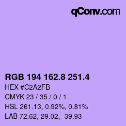 カラーコード: RGB 194 162.8 251.4 | qconv.com