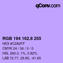 カラーコード: RGB 194 162.8 255 | qconv.com