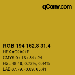 カラーコード: RGB 194 162.8 31.4 | qconv.com