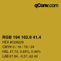 カラーコード: RGB 194 162.8 41.4 | qconv.com