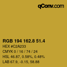 カラーコード: RGB 194 162.8 51.4 | qconv.com