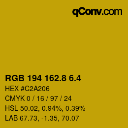 カラーコード: RGB 194 162.8 6.4 | qconv.com
