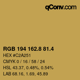 カラーコード: RGB 194 162.8 81.4 | qconv.com