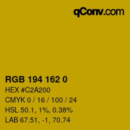 カラーコード: RGB 194 162 0 | qconv.com
