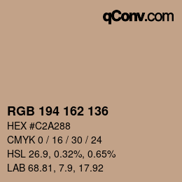 カラーコード: RGB 194 162 136 | qconv.com