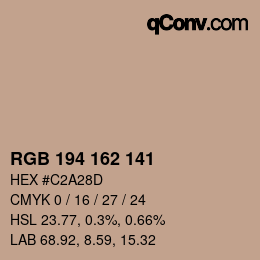カラーコード: RGB 194 162 141 | qconv.com