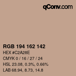 カラーコード: RGB 194 162 142 | qconv.com