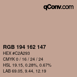 Color code: RGB 194 162 147 | qconv.com