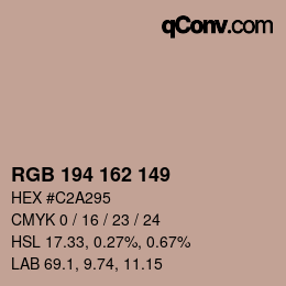 Color code: RGB 194 162 149 | qconv.com