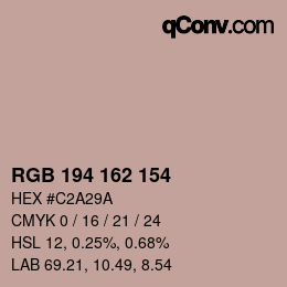 カラーコード: RGB 194 162 154 | qconv.com