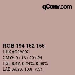 Color code: RGB 194 162 156 | qconv.com