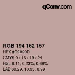 カラーコード: RGB 194 162 157 | qconv.com