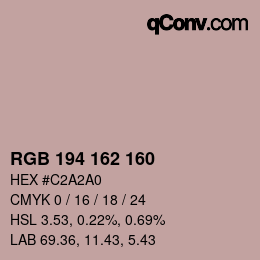 Color code: RGB 194 162 160 | qconv.com