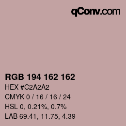 Código de color: RGB 194 162 162 | qconv.com