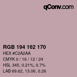 Color code: RGB 194 162 170 | qconv.com