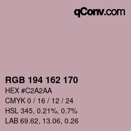 カラーコード: RGB 194 162 170 | qconv.com