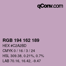 カラーコード: RGB 194 162 189 | qconv.com