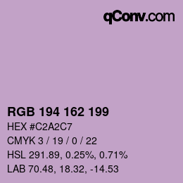 カラーコード: RGB 194 162 199 | qconv.com