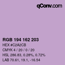 Color code: RGB 194 162 203 | qconv.com