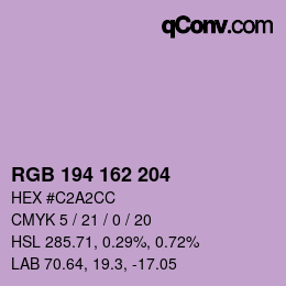 Color code: RGB 194 162 204 | qconv.com