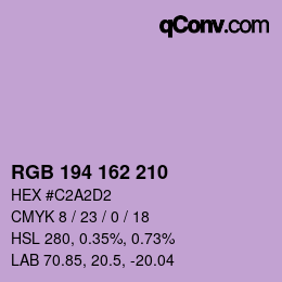 Color code: RGB 194 162 210 | qconv.com