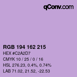 カラーコード: RGB 194 162 215 | qconv.com