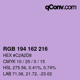 Color code: RGB 194 162 216 | qconv.com