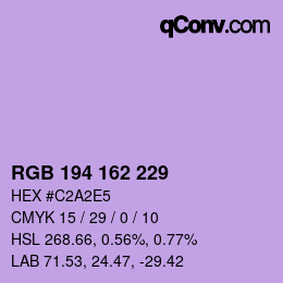 Color code: RGB 194 162 229 | qconv.com