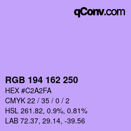 Color code: RGB 194 162 250 | qconv.com