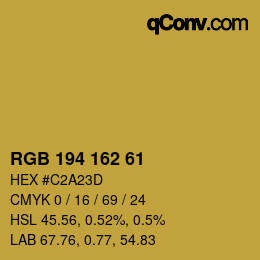 カラーコード: RGB 194 162 61 | qconv.com