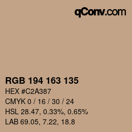 Color code: RGB 194 163 135 | qconv.com