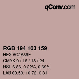 カラーコード: RGB 194 163 159 | qconv.com