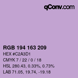 カラーコード: RGB 194 163 209 | qconv.com