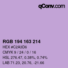 Color code: RGB 194 163 214 | qconv.com