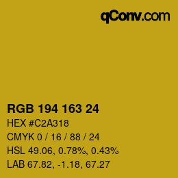 Color code: RGB 194 163 24 | qconv.com