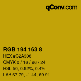 Color code: RGB 194 163 8 | qconv.com