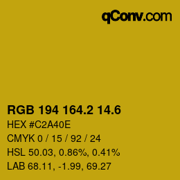 カラーコード: RGB 194 164.2 14.6 | qconv.com