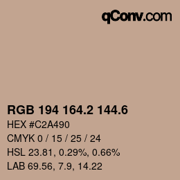 カラーコード: RGB 194 164.2 144.6 | qconv.com