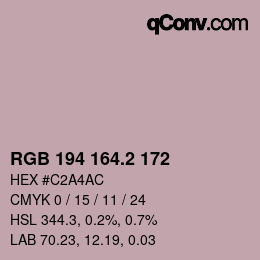 カラーコード: RGB 194 164.2 172 | qconv.com