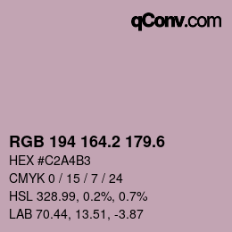 カラーコード: RGB 194 164.2 179.6 | qconv.com