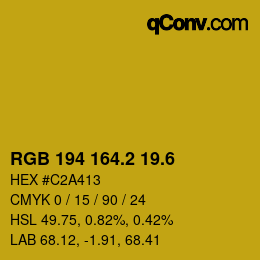 カラーコード: RGB 194 164.2 19.6 | qconv.com