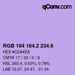カラーコード: RGB 194 164.2 234.6 | qconv.com