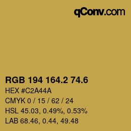 カラーコード: RGB 194 164.2 74.6 | qconv.com