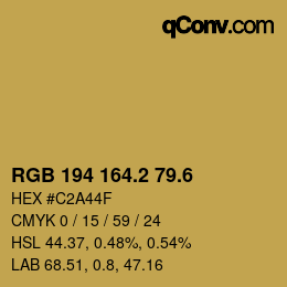 カラーコード: RGB 194 164.2 79.6 | qconv.com